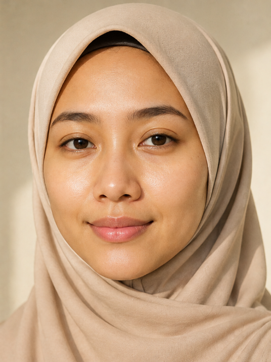 Ilustrasi AI - wajah cerah dan sihat